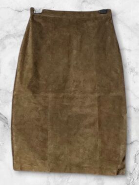 vintage Laurice genuine brown suede pencil skirt